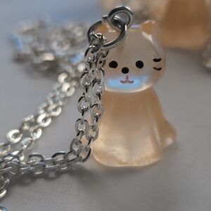 Peach Cat Pendant Necklace - Peach Color -